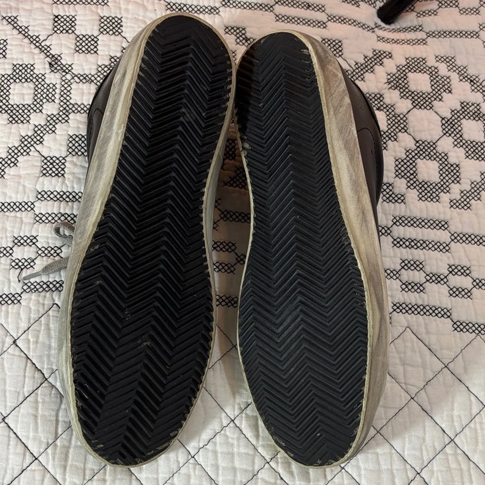 Golden Goose Black Leather Sneakers with White Laces